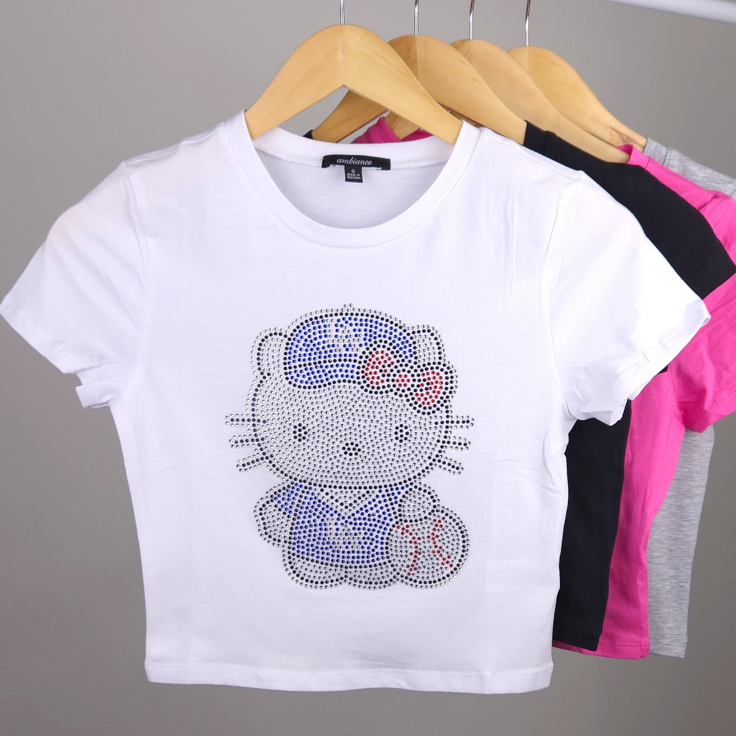Hello Kitty Dodgers Rhinestone Cropped T-shirt