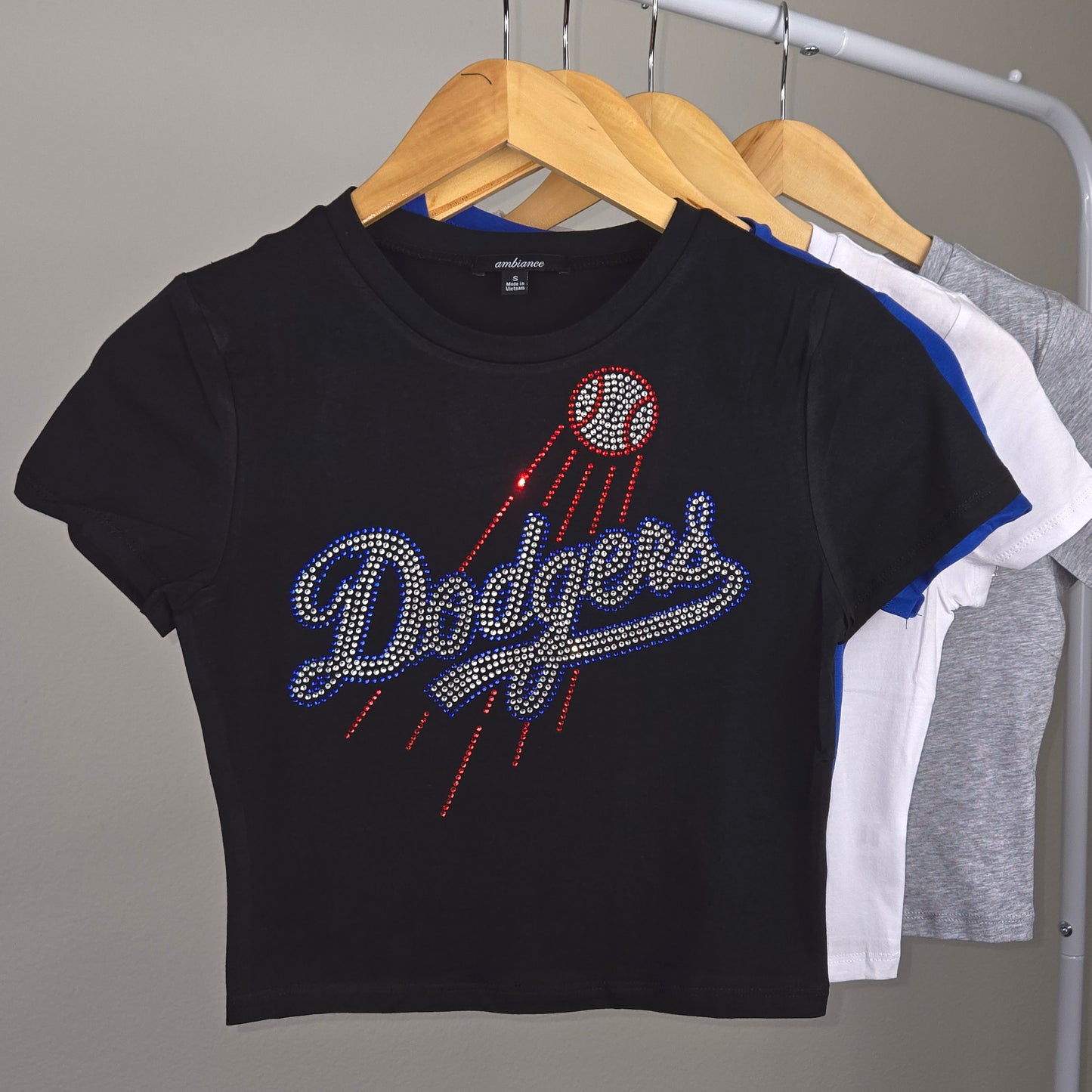 LA Dodgers Rhinestone Cropped T-shirt