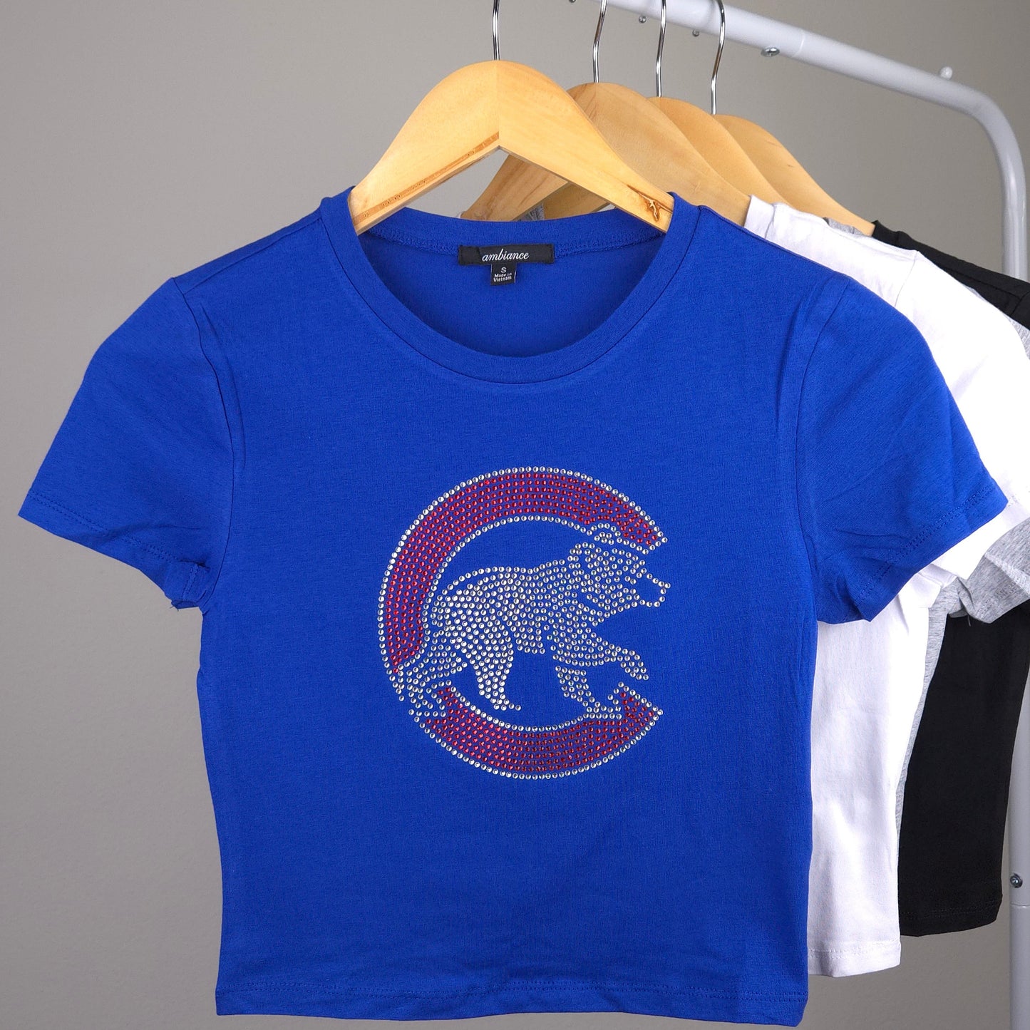 Chicago Cubs Rhinestone Cropped T-shirt