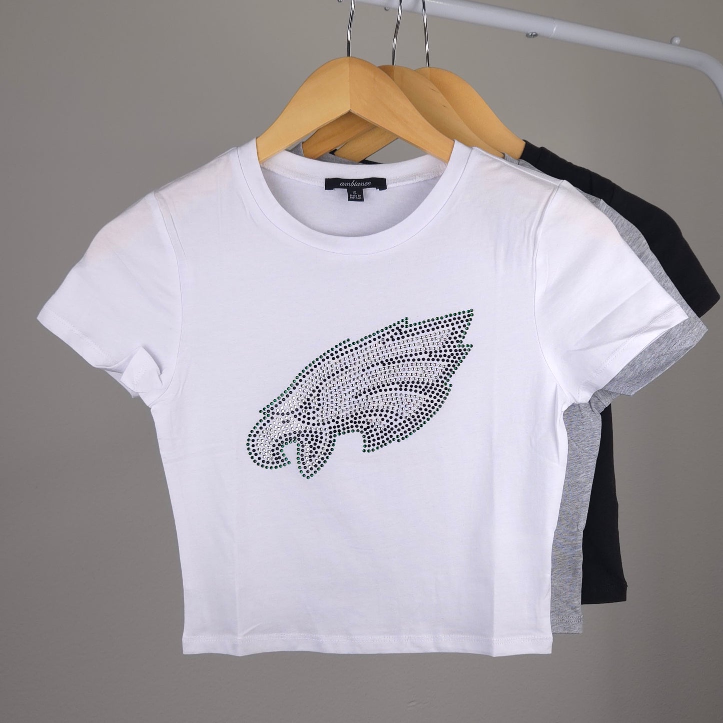 Philadelphia Eagles Rhinestone Cropped T-shirt