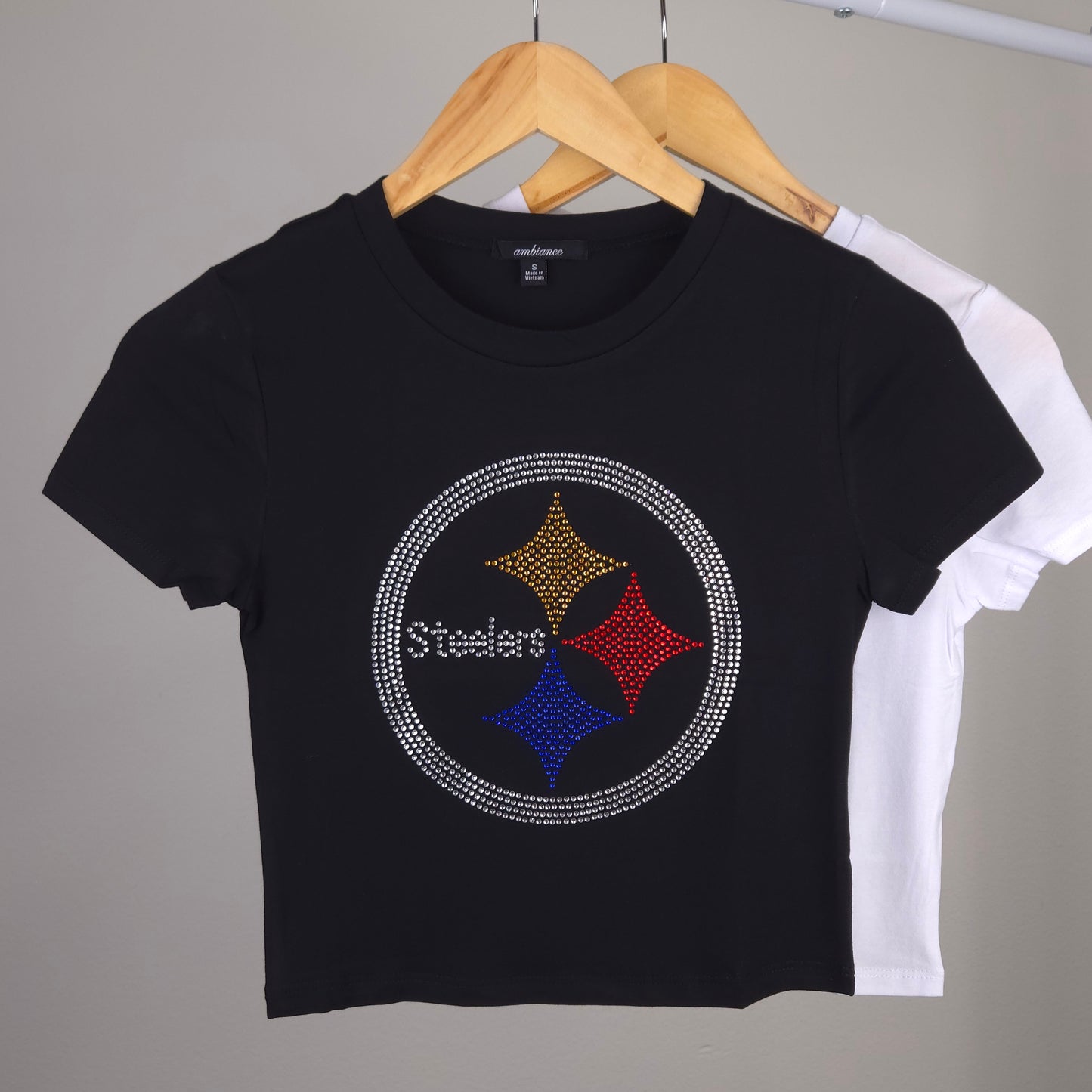 Pittsburgh Steelers Rhinestone Cropped T-shirt