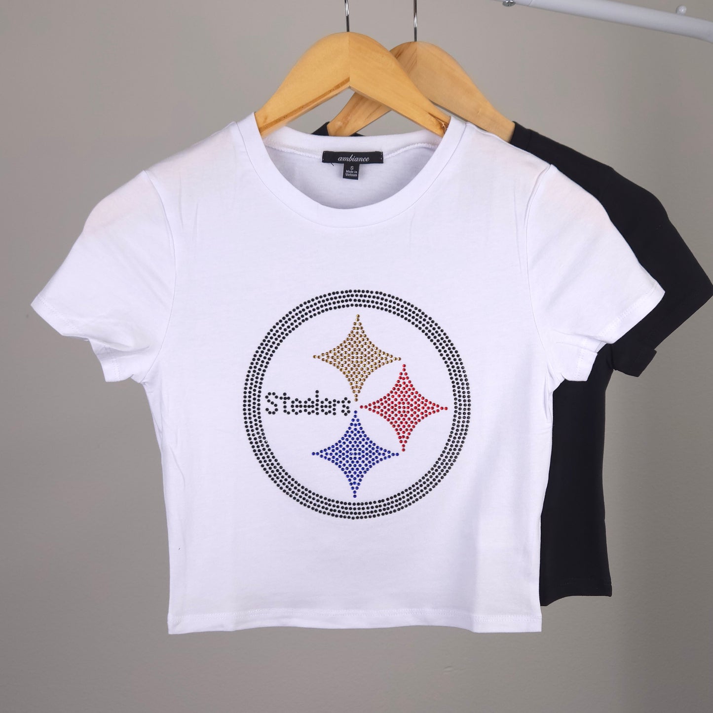 Pittsburgh Steelers Rhinestone Cropped T-shirt