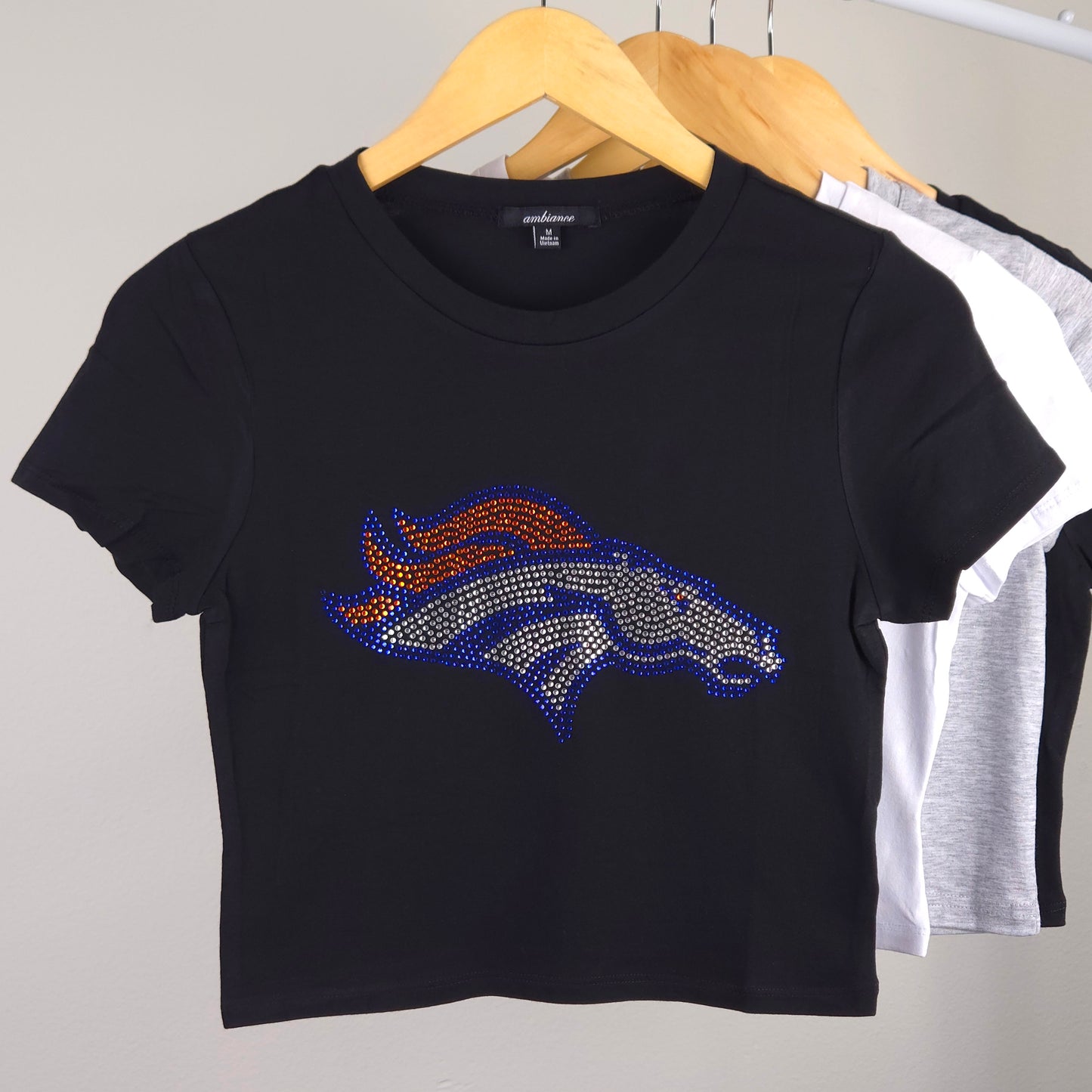 Denver Broncos Rhinestone Cropped T-shirt
