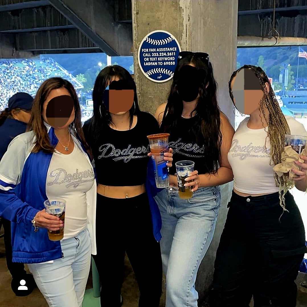 Dodgers Rhinestone Cropped T-shirt