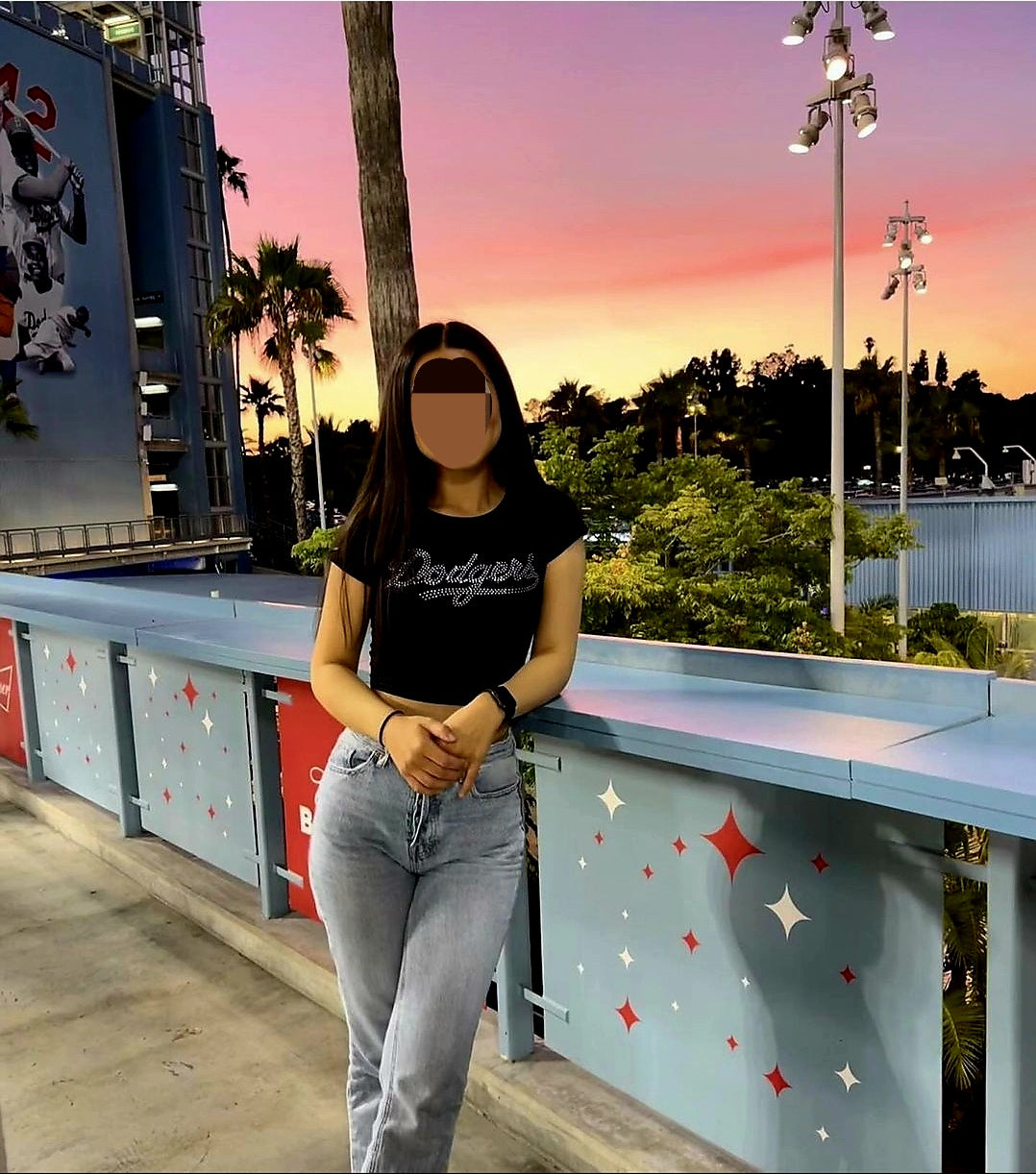 Dodgers Rhinestone Cropped T-shirt