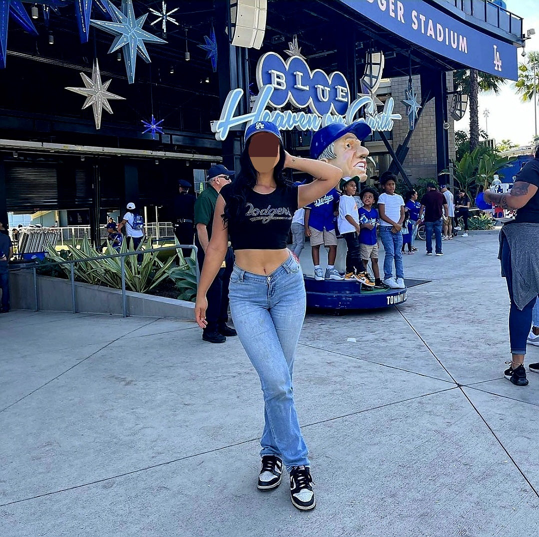 Dodgers Rhinestone Cropped T-shirt