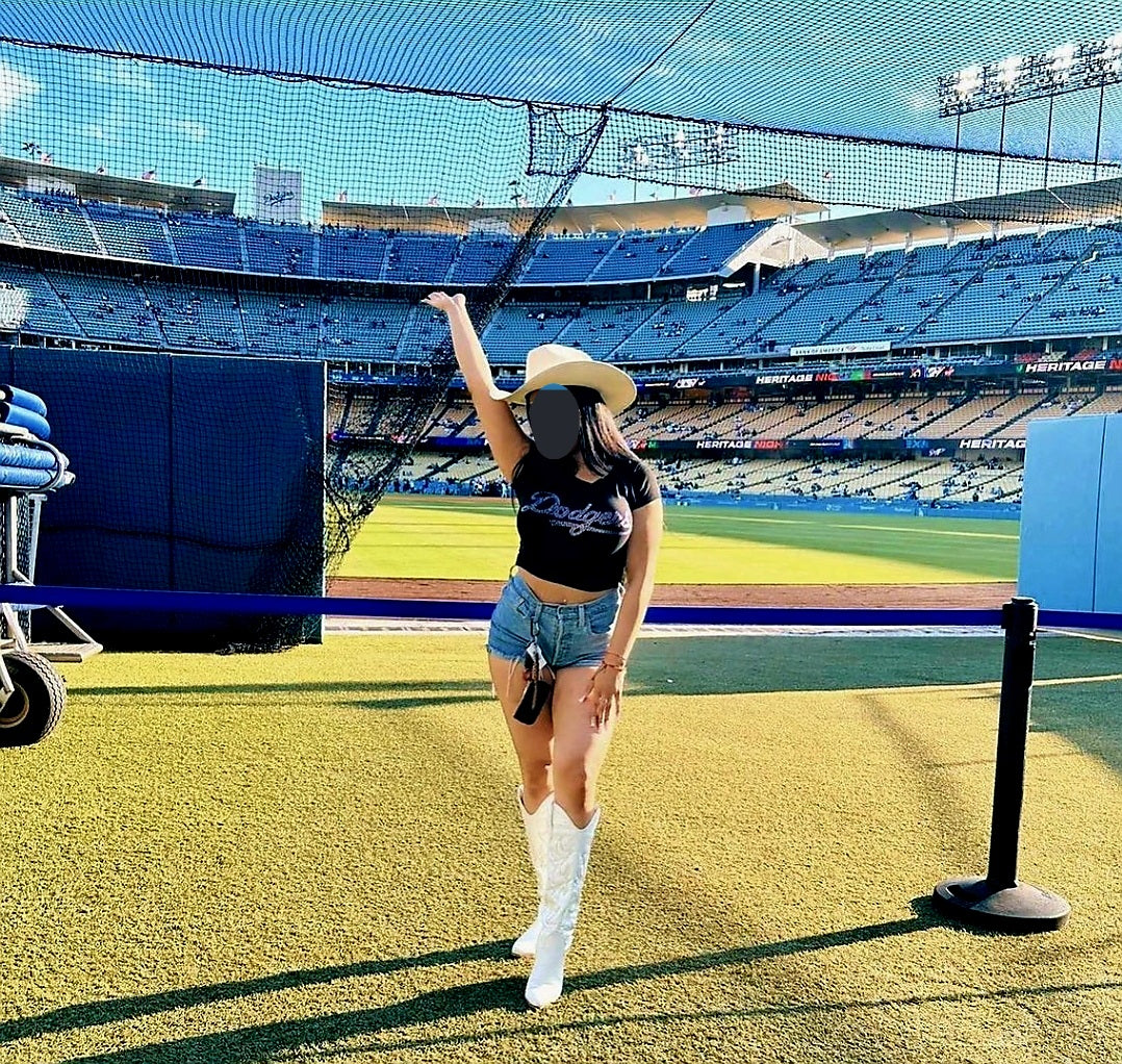 Dodgers Rhinestone Cropped T-shirt