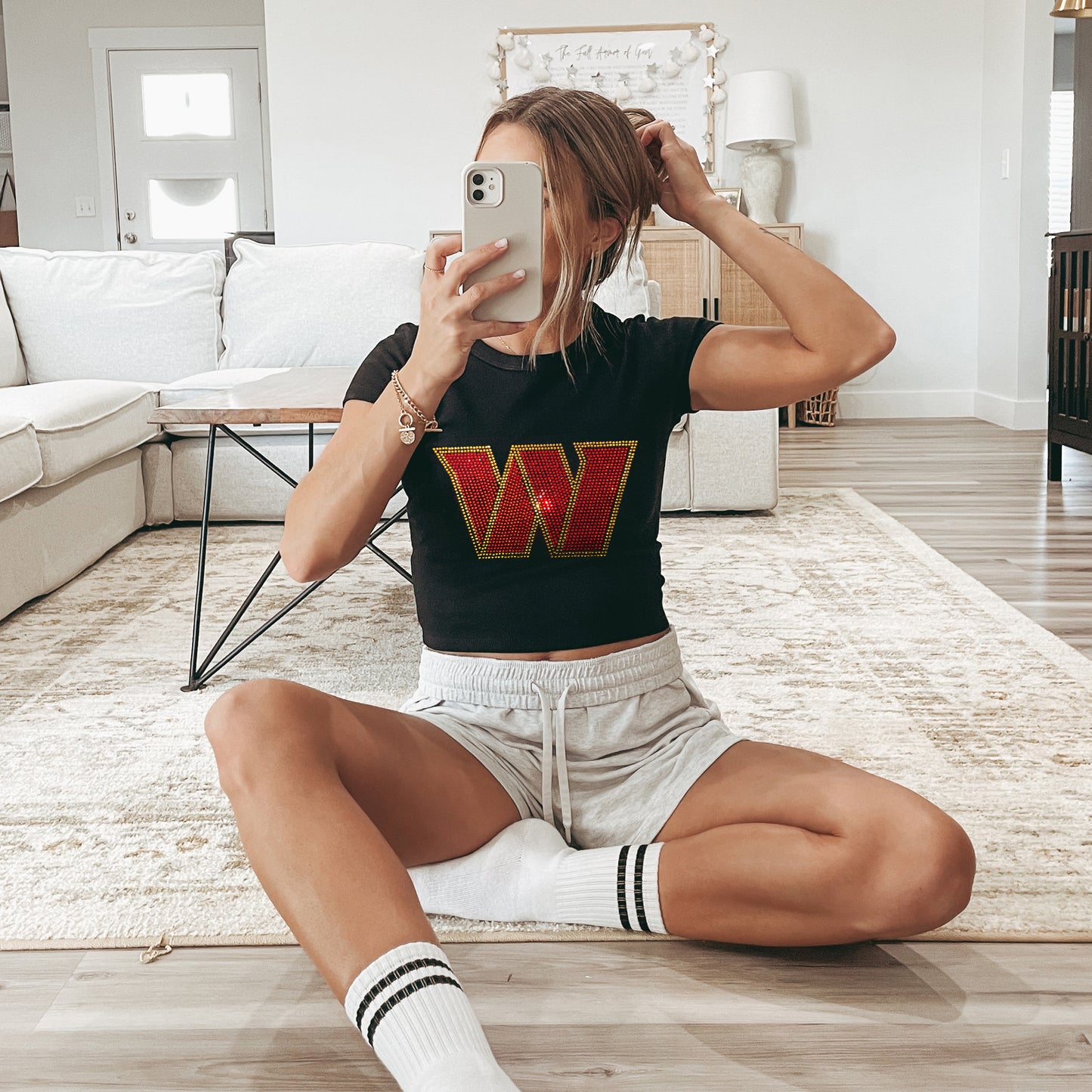 Washington Commanders Rhinestone Cropped T-shirt