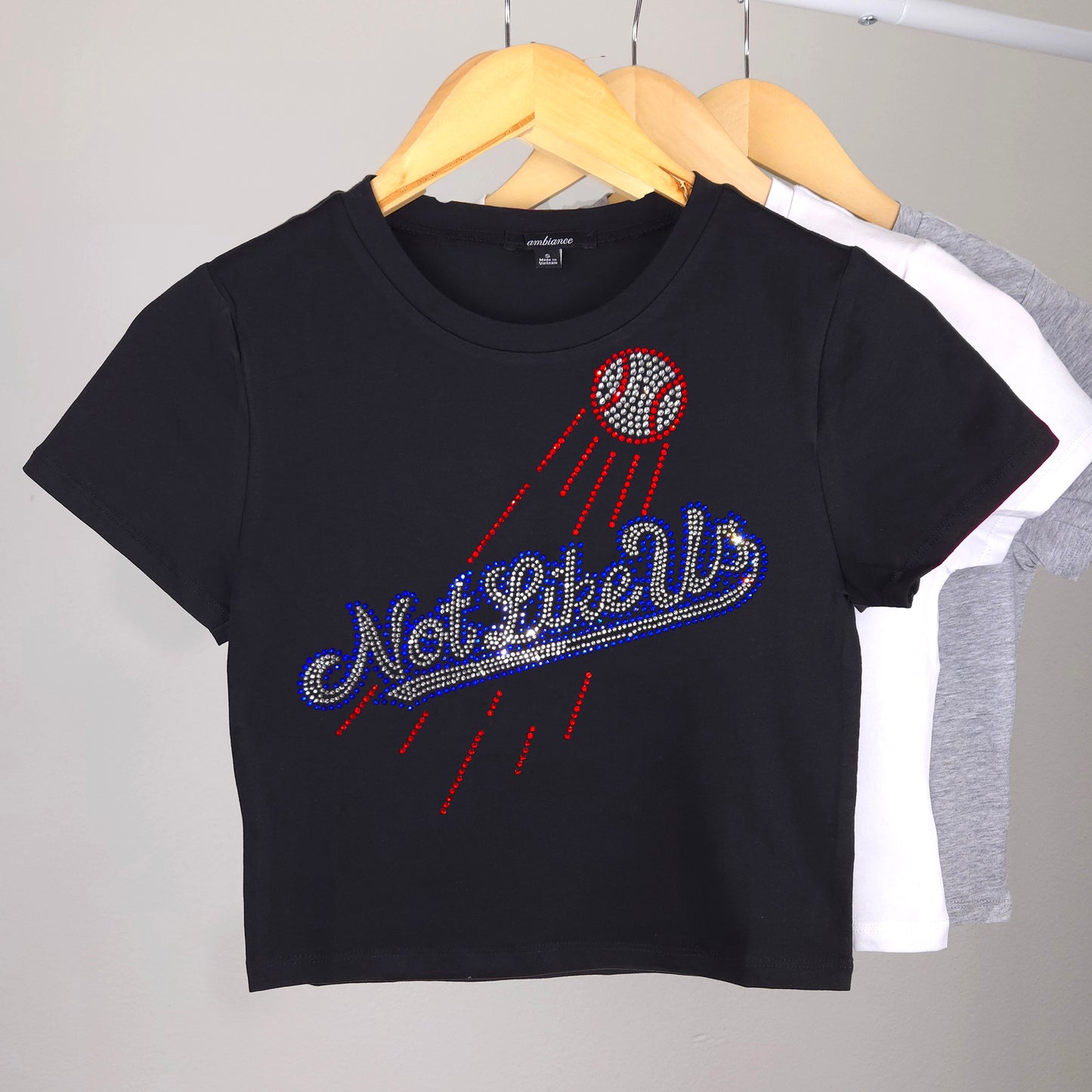 Not Like Us Dodgers Rhinestone Cropped T-shirt
