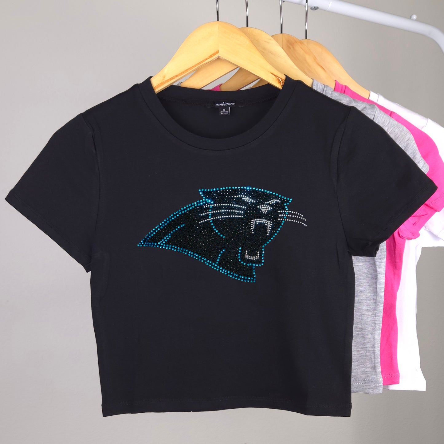 Carolina Panthers Rhinestone Cropped T-shirt