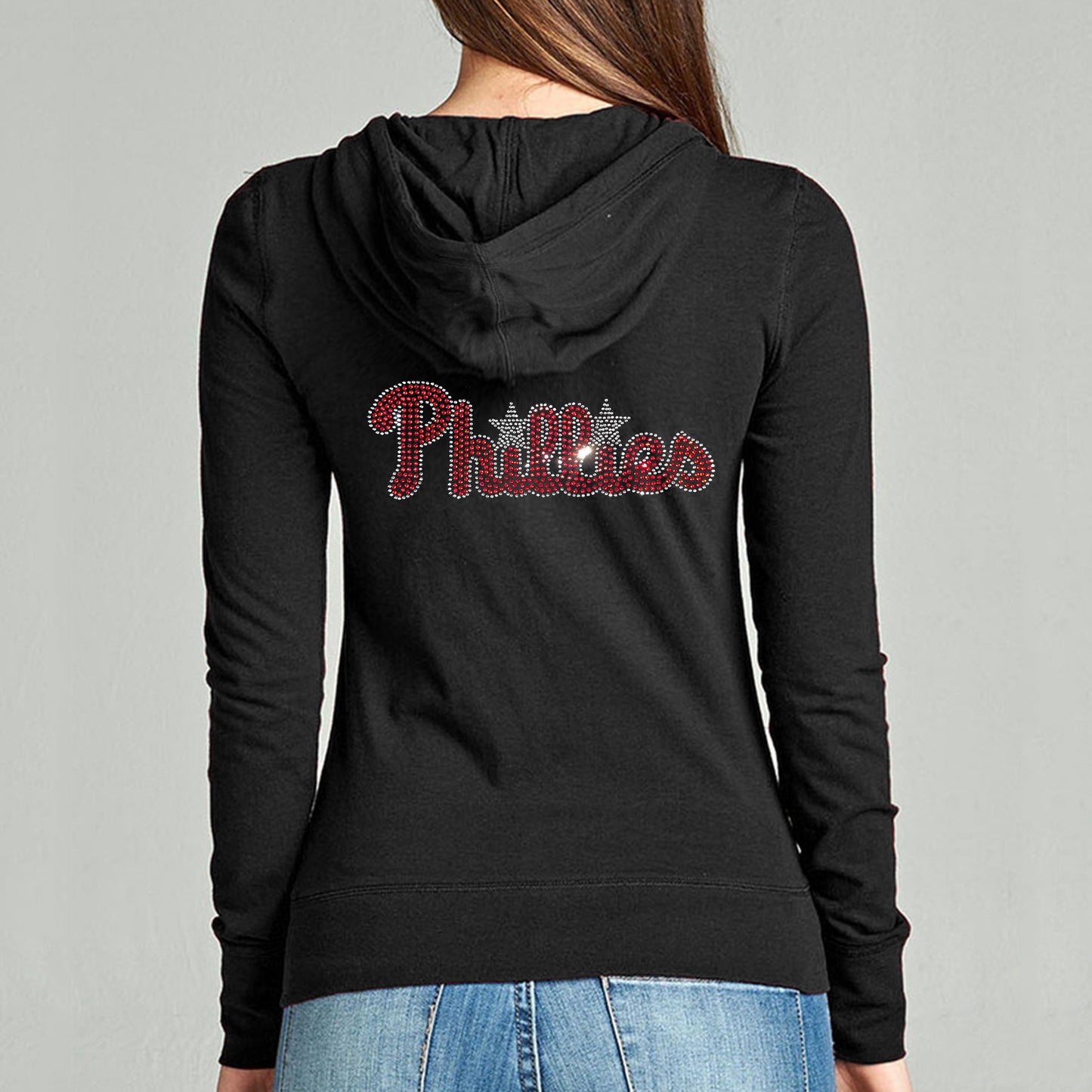 Philadelphia Phillies Rhinestone Full Zip Hoodie Sweatshirt