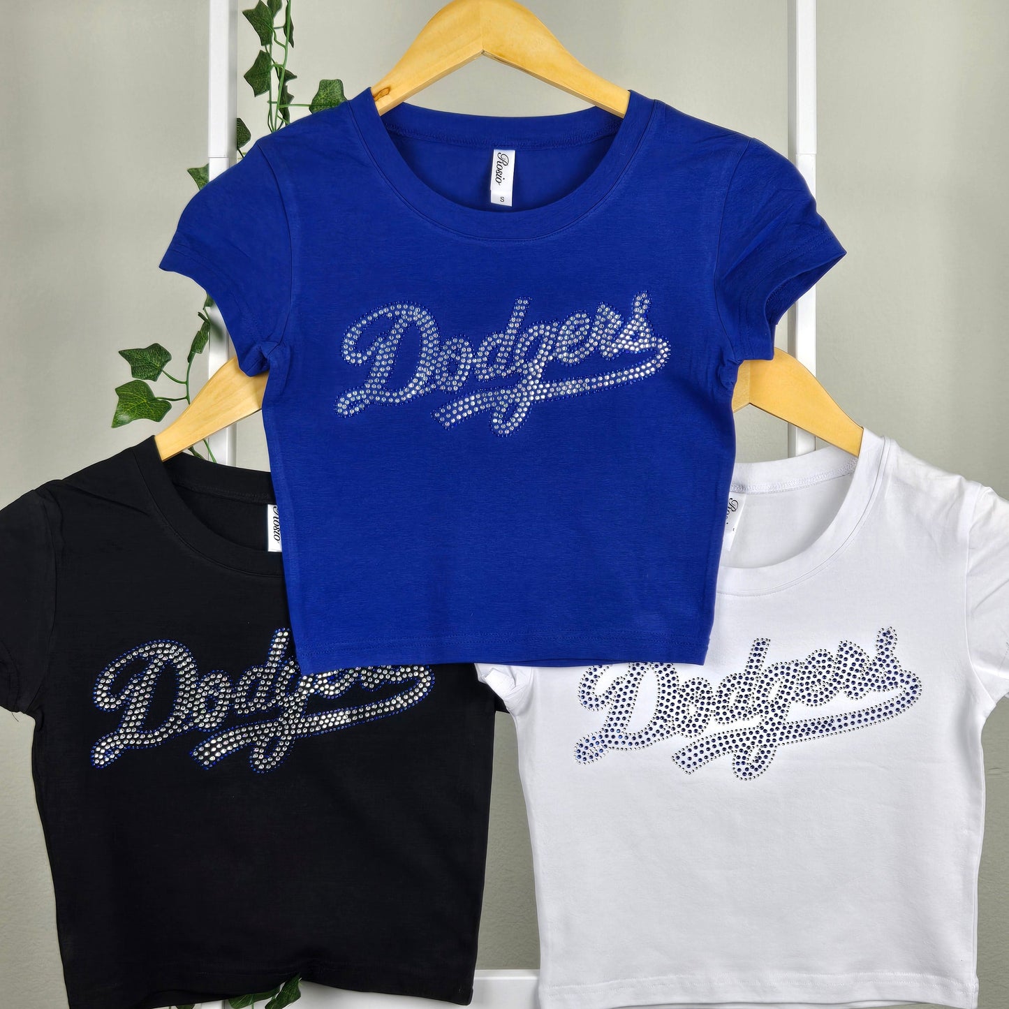 Dodgers Rhinestone Cropped T-shirt