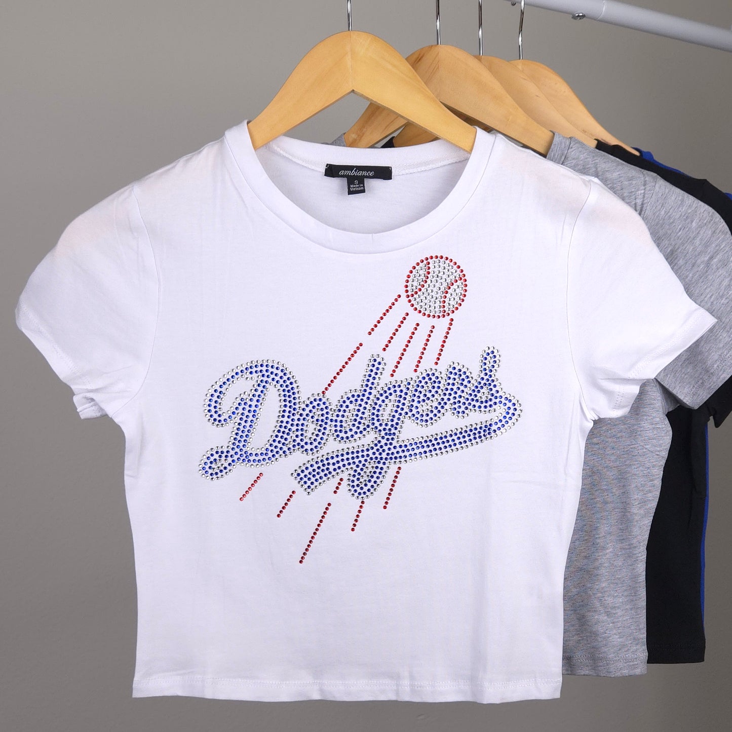 LA Dodgers Rhinestone Cropped T-shirt