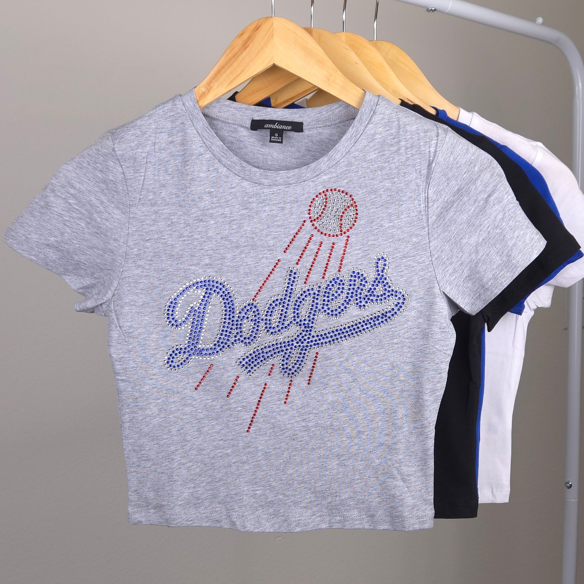 T-shirt Baseball Los Angeles Dodgers T-shirt Femme Dodgers Los Angeles Baseball - Col En V Strass/bling - Noir - Sport T-shirt Bling Sport Femme - Foto 9