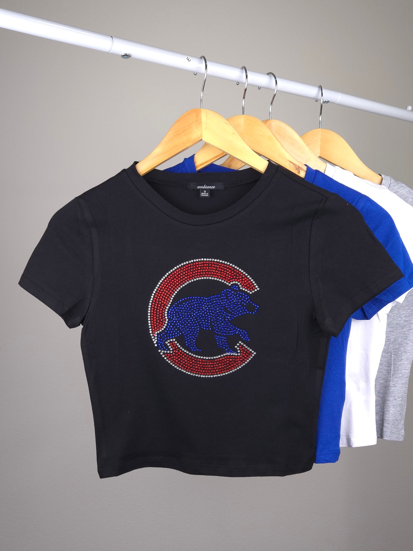 Chicago Cubs Rhinestone Cropped T-shirt