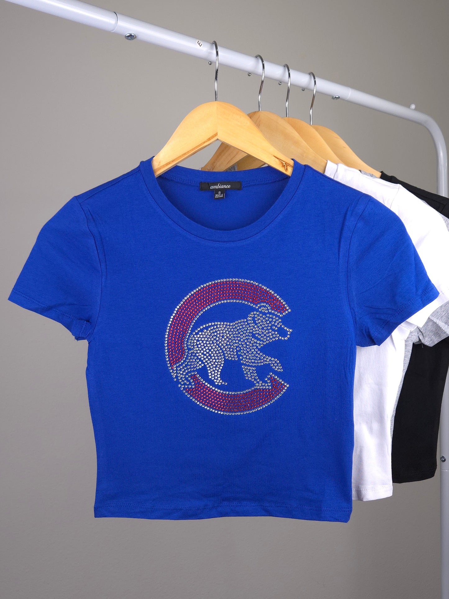 Chicago Cubs Rhinestone Cropped T-shirt