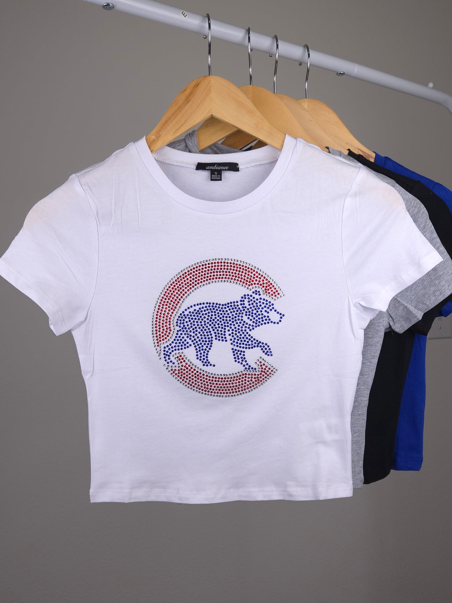 Chicago Cubs Rhinestone Cropped T-shirt