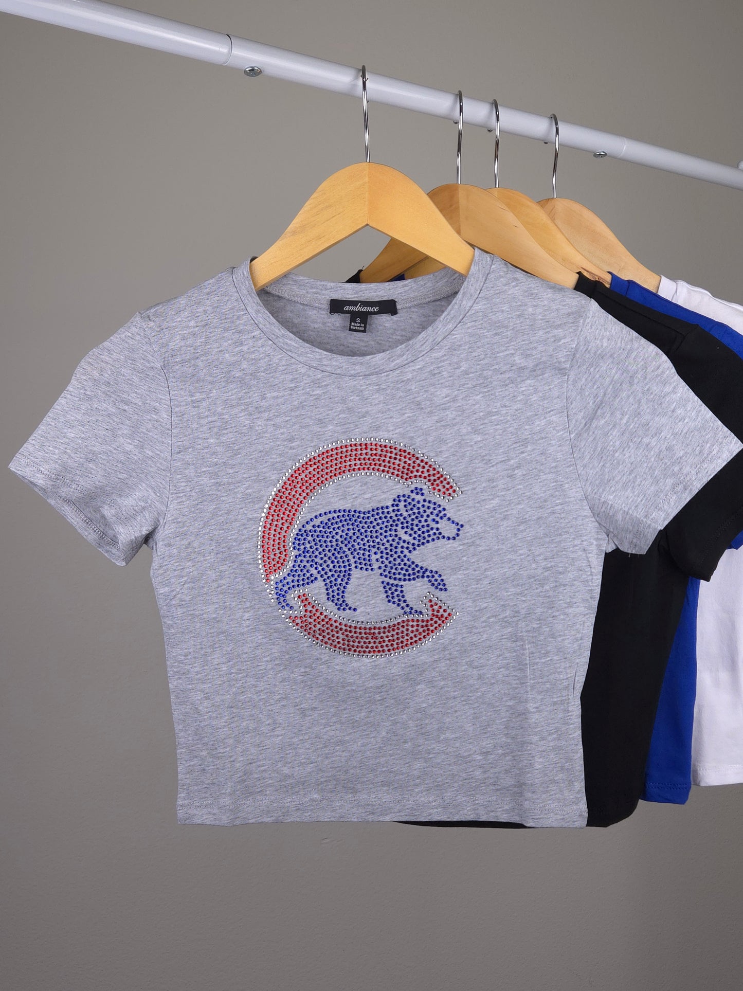 Chicago Cubs Rhinestone Cropped T-shirt