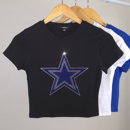 Dallas Cowboys Rhinestone Cropped T-shirt