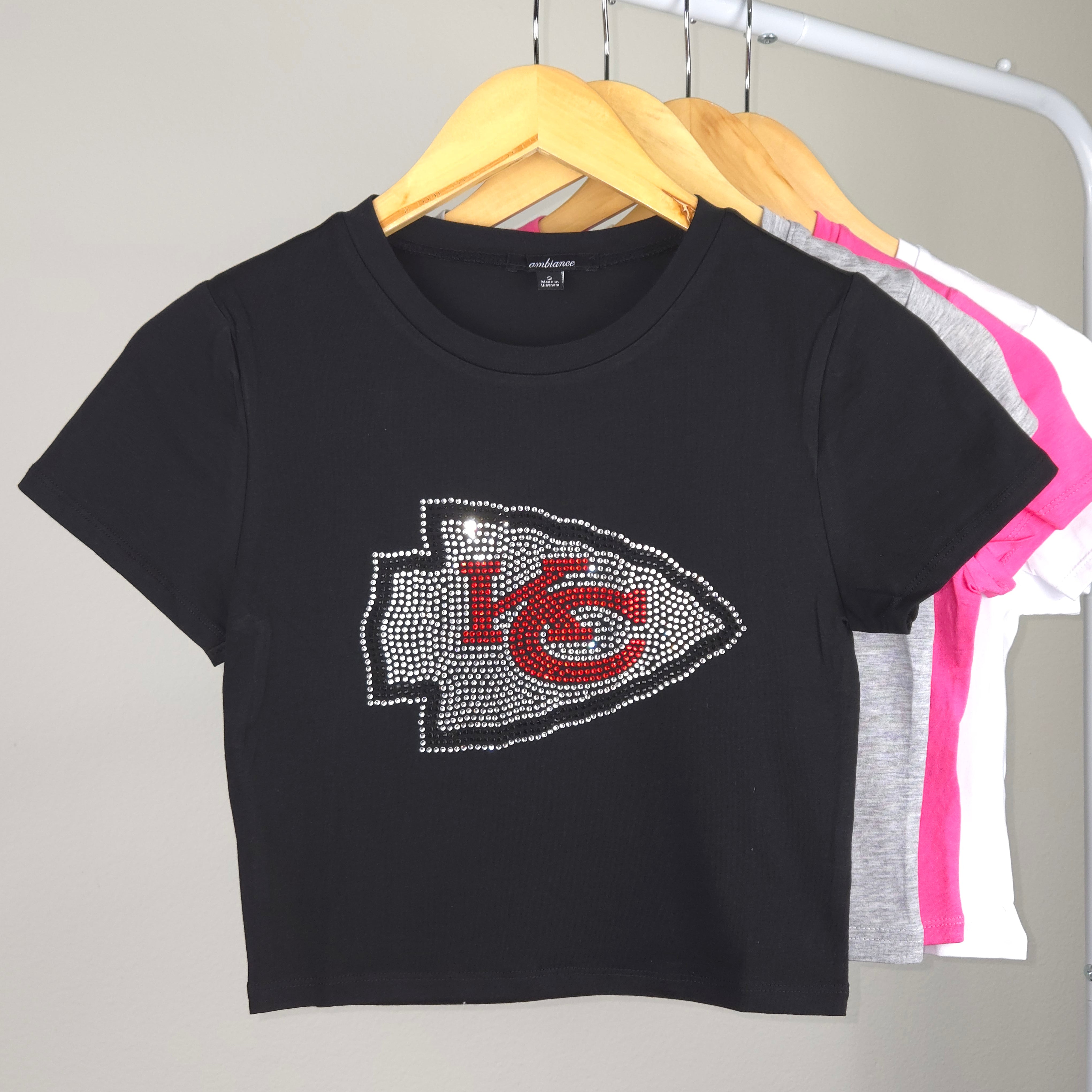 Kansas City Chiefs Rhinestone Cropped T shirt Stellar Bling