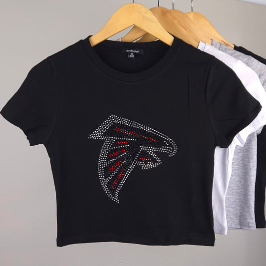 Atlanta Falcons Rhinestone Cropped T-shirt