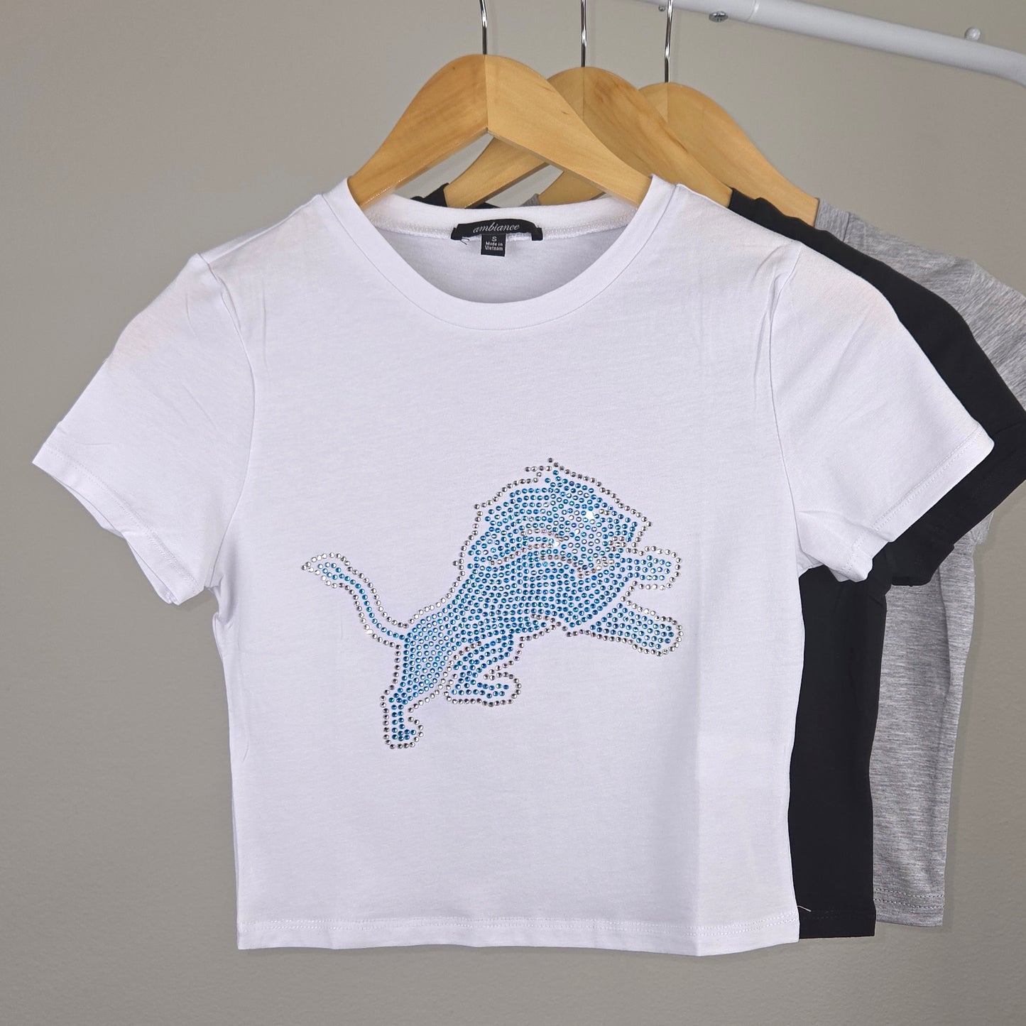 Detroit Lions Rhinestone Cropped T-shirt