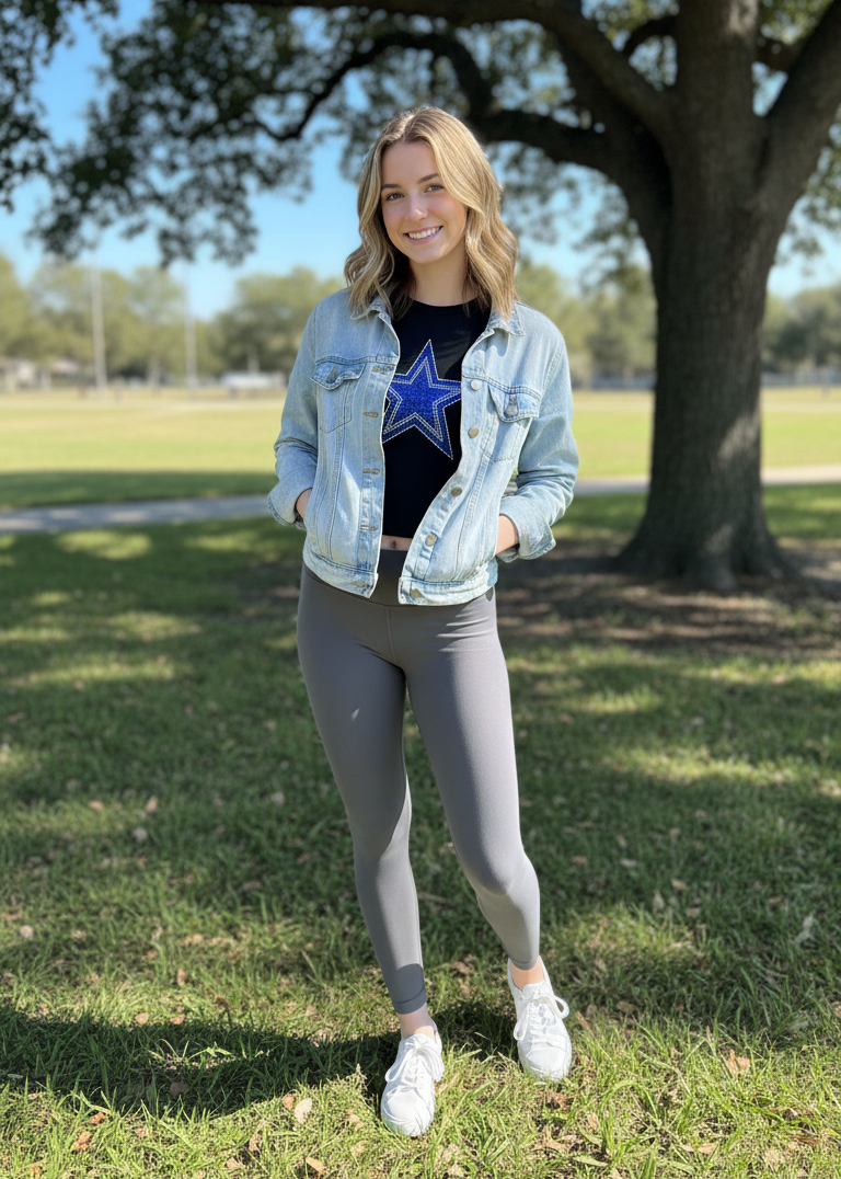 Dallas Cowboys Rhinestone Cropped T-shirt