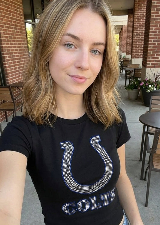 Indianapolis Colts Rhinestone Cropped T-shirt