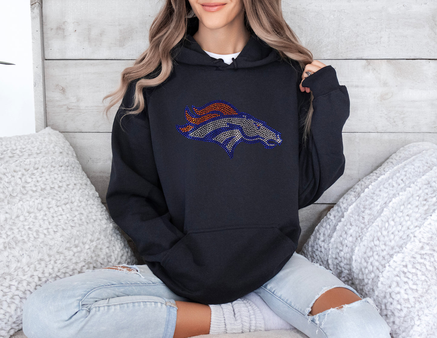 Denver Broncos Rhinestone Hoodie