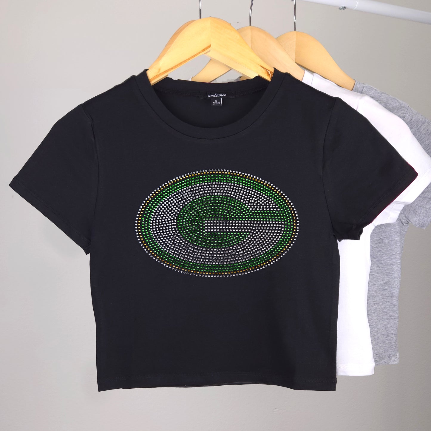Green Bay Packers Rhinestone Cropped T-shirt