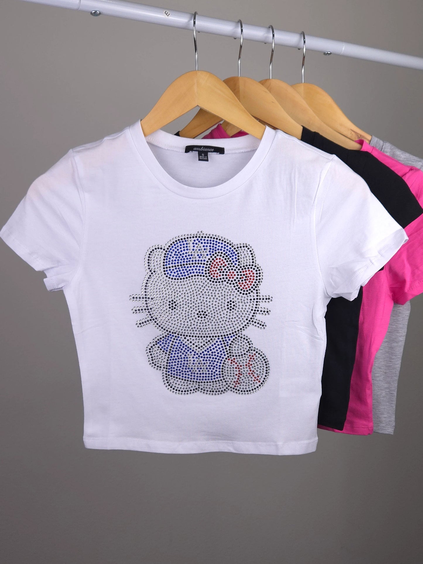 Hello Kitty Dodgers Rhinestone Cropped T-shirt