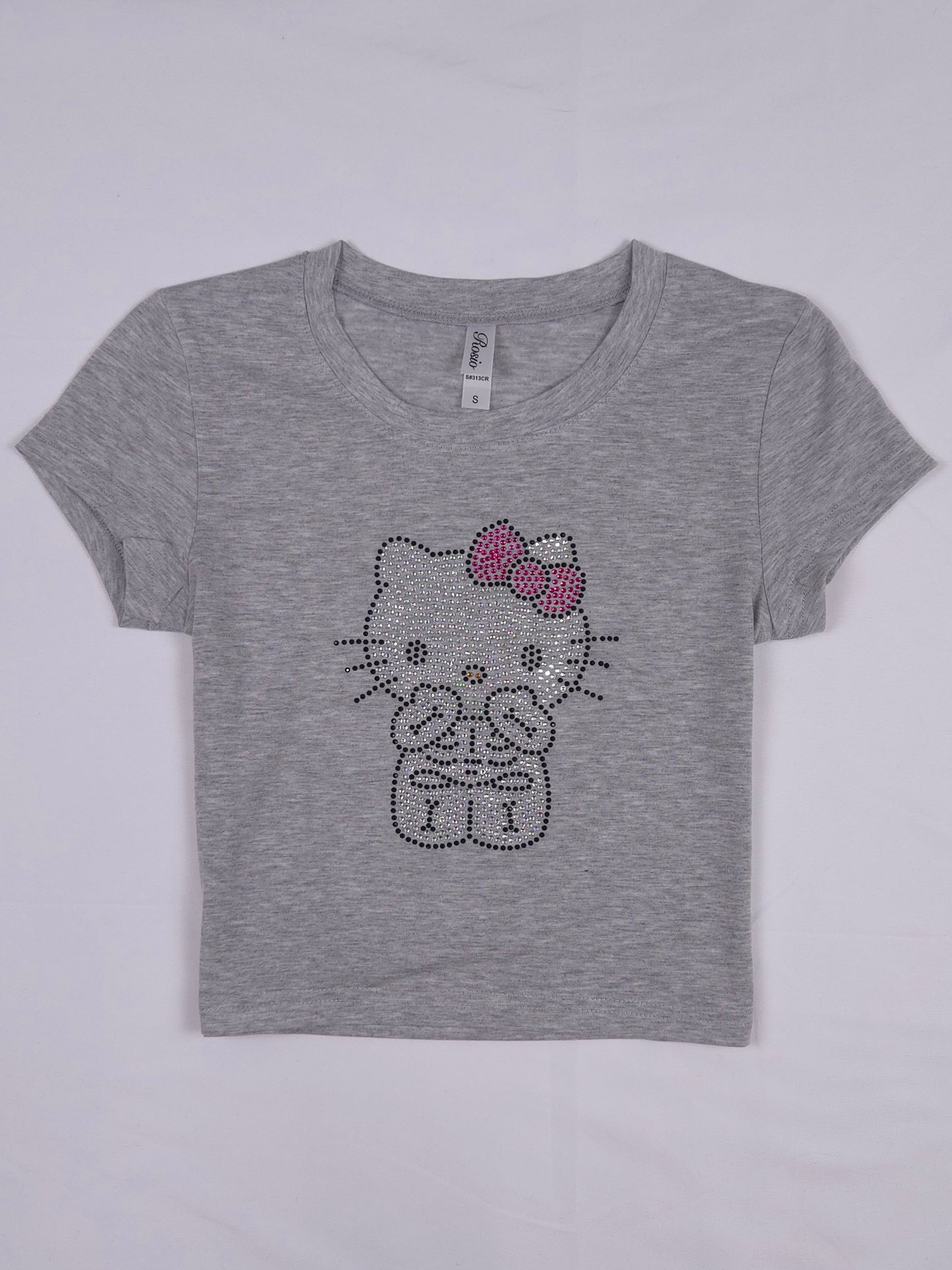 Halloween Hello Kitty Rhinestone Cropped T-shirt