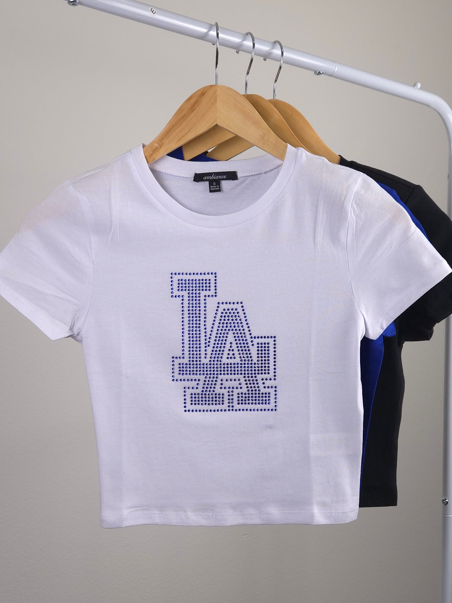 LA Dodgers Rhinestone Cropped T-shirt