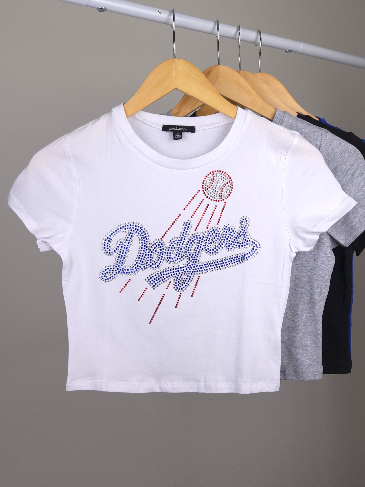 LA Dodgers Rhinestone Cropped T-shirt