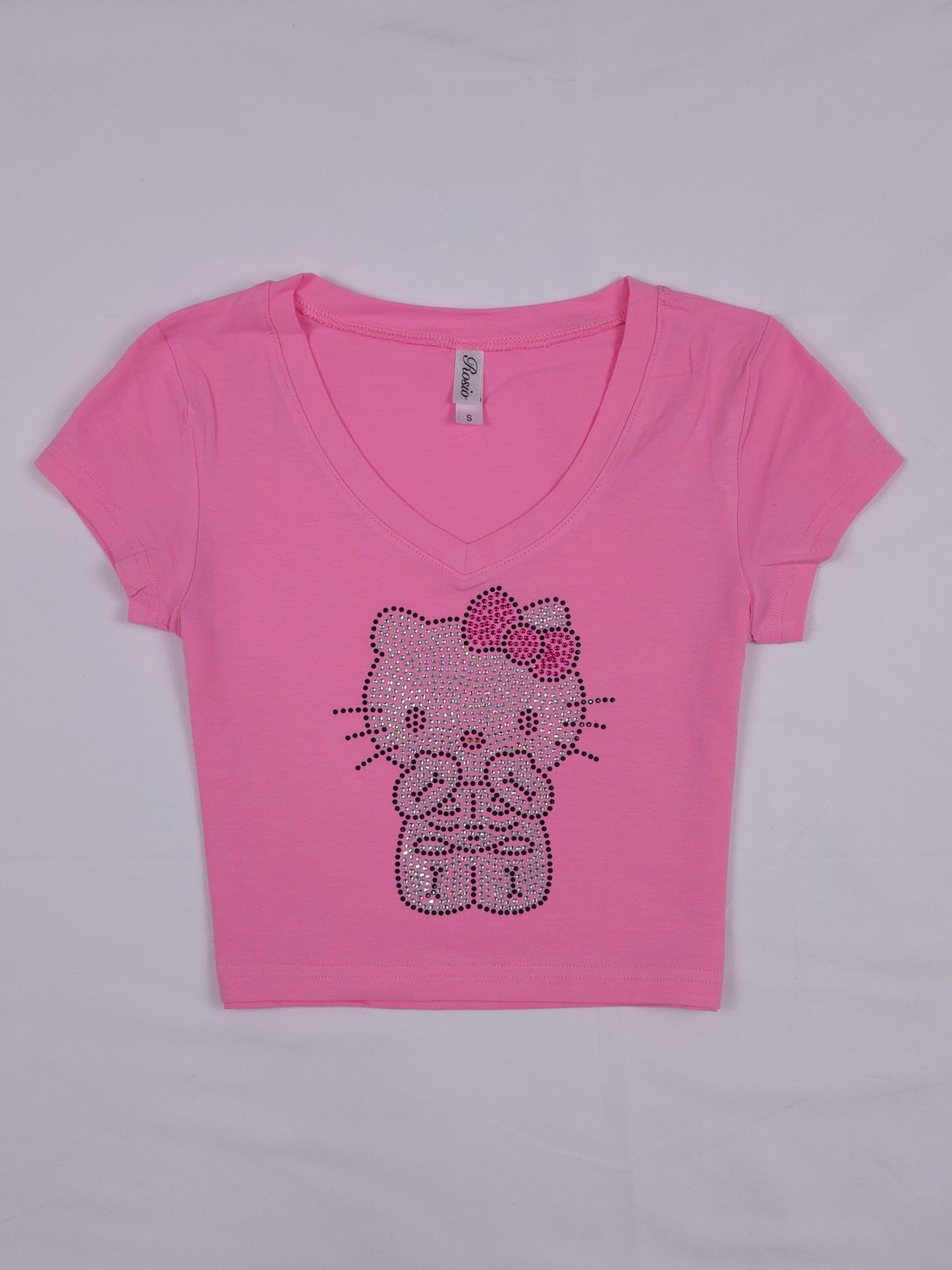 Halloween Hello Kitty Rhinestone Cropped T-shirt