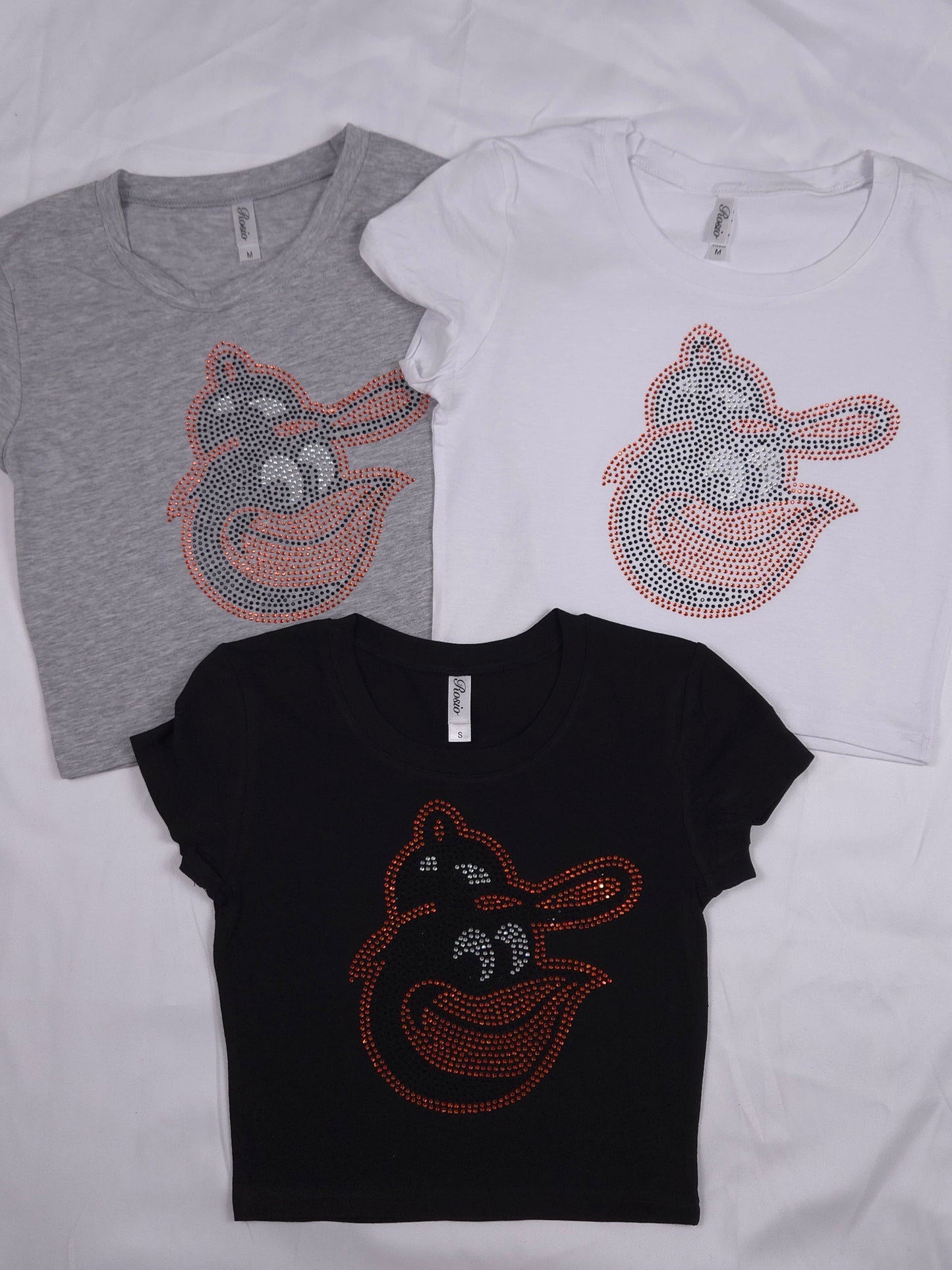 Baltimore Orioles Rhinestone Cropped T-shirt