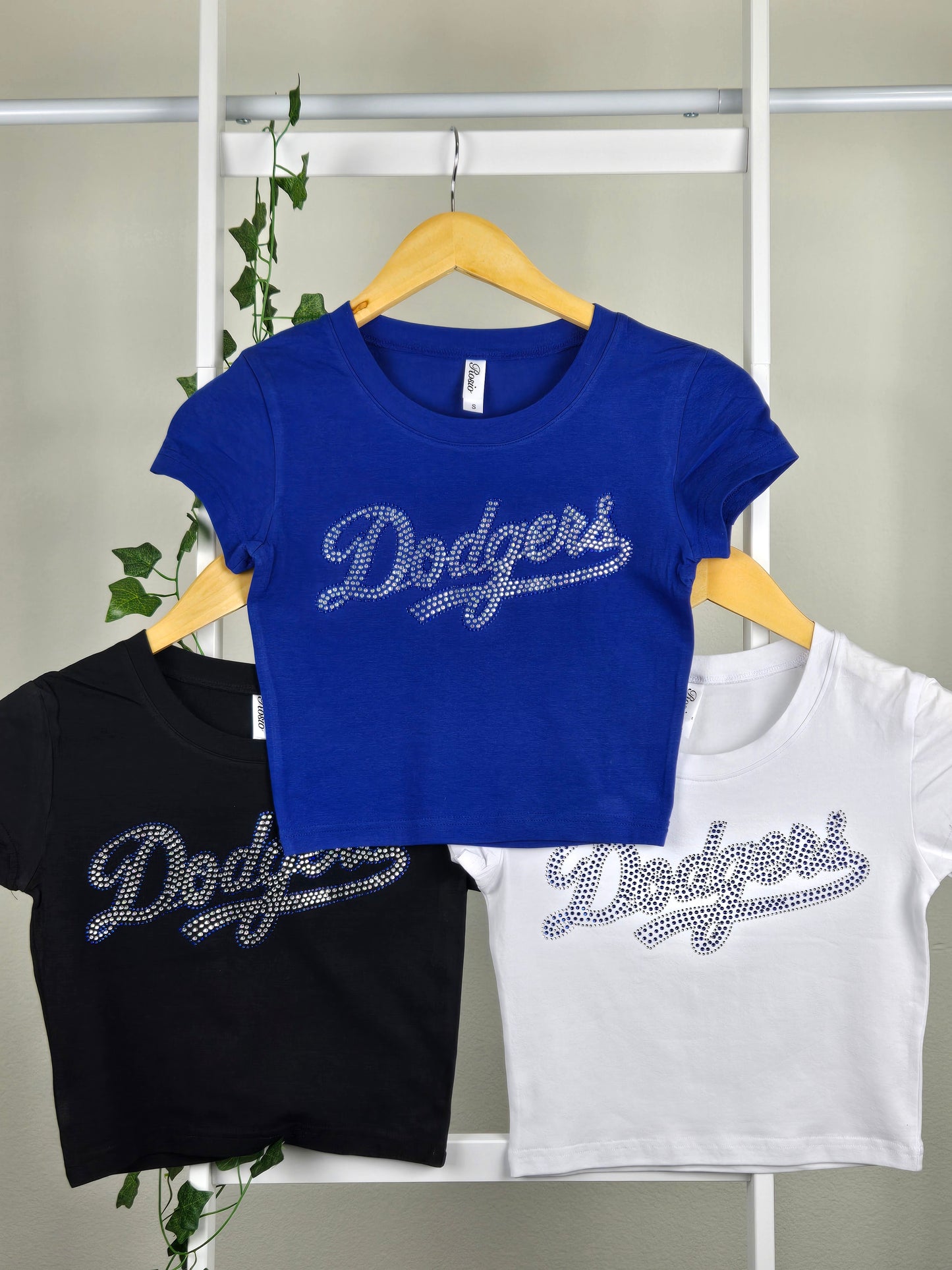 Dodgers Rhinestone Cropped T-shirt