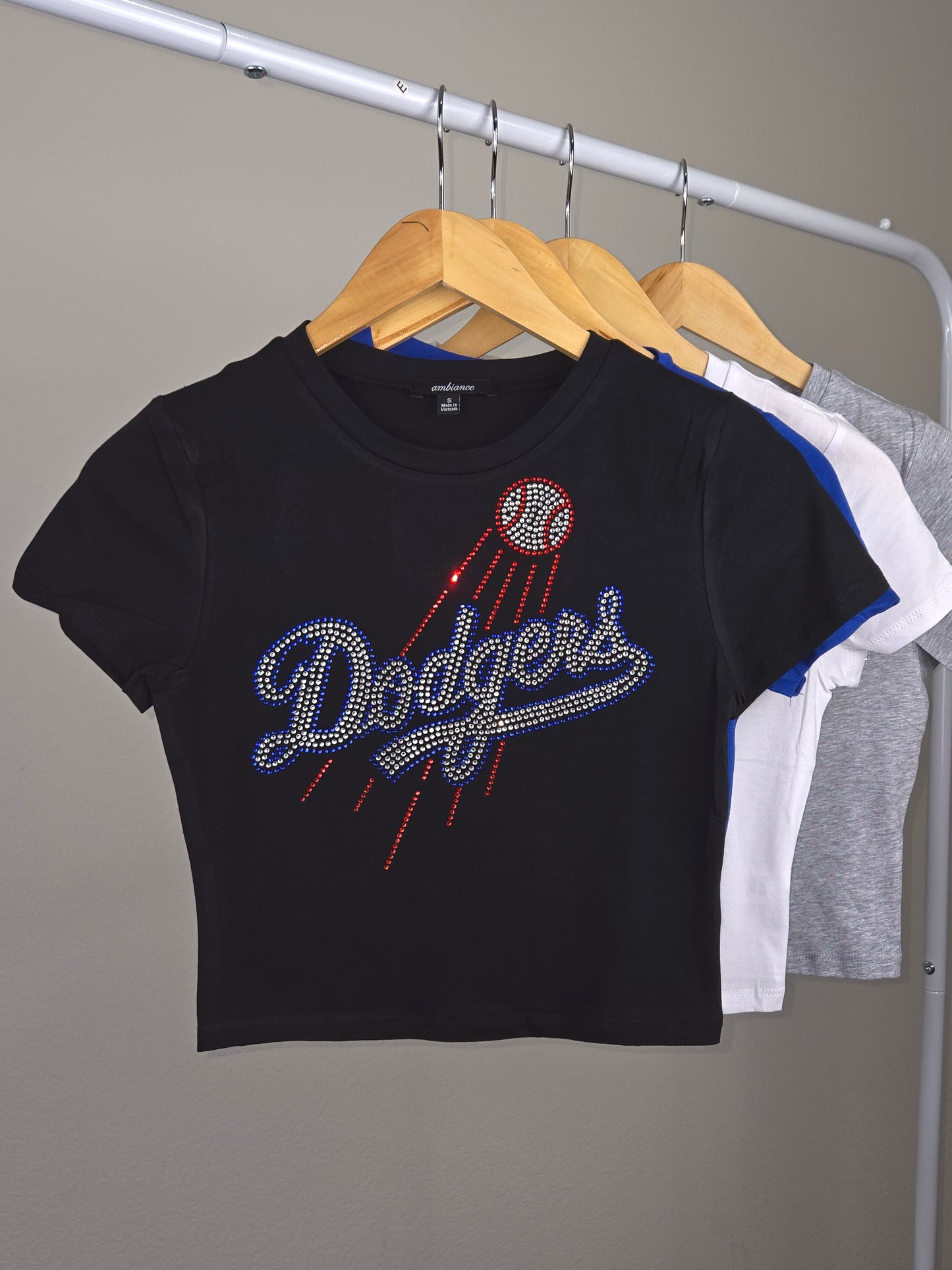 LA Dodgers Rhinestone Cropped T-shirt