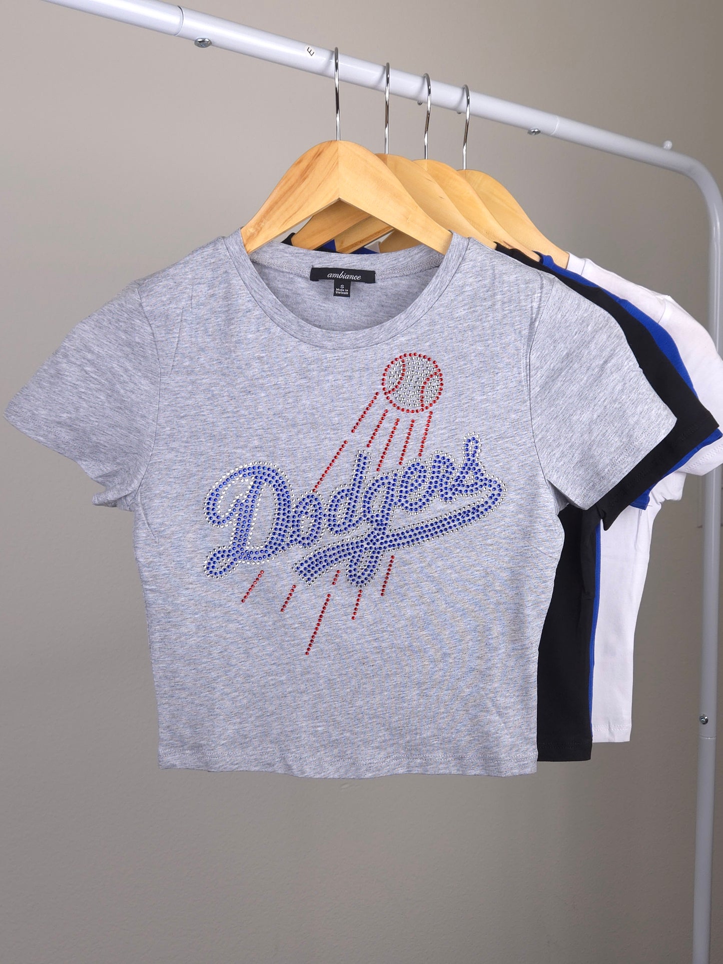 LA Dodgers Rhinestone Cropped T-shirt