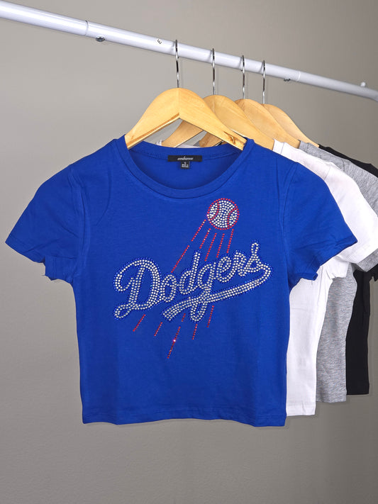 LA Dodgers Rhinestone Cropped T-shirt