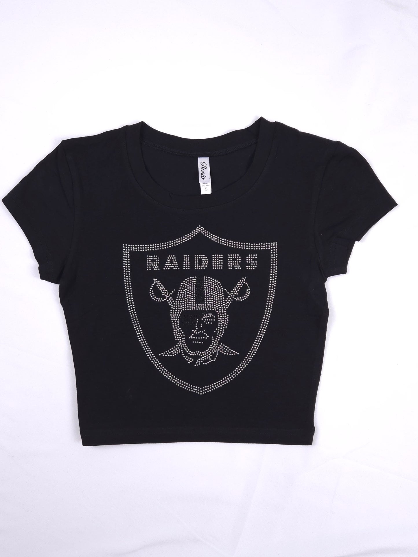 Las Vegas Raiders Rhinestone Cropped T-shirt