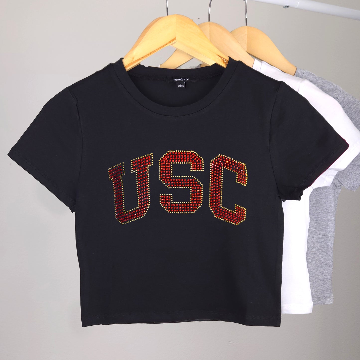 USC Rhinestone Cropped T-shirt